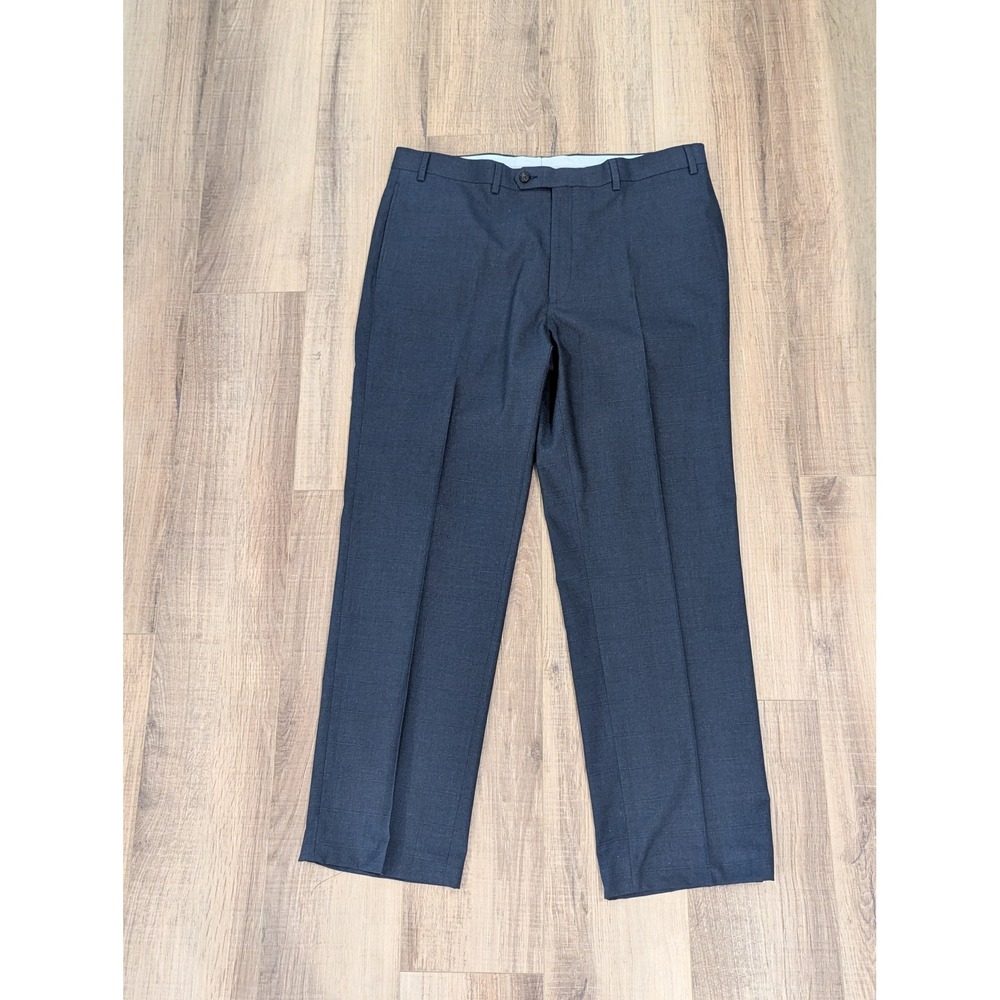 Ralph Lauren Slim Fit Dress Pants Mens 38x32 Navy Blue Windowpane Plaid Stretch